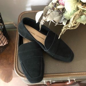 Chinese Laundry grateful black suede barely worn leather loafers / mule size 8